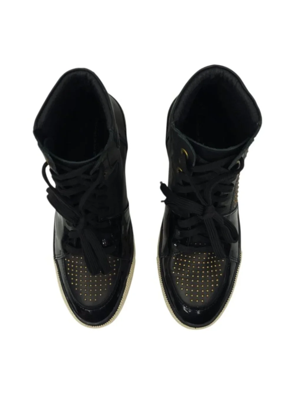 Steven by Steve Madden Dougiee High Top Sneaker 9 Studded Black Patent Punk Goth